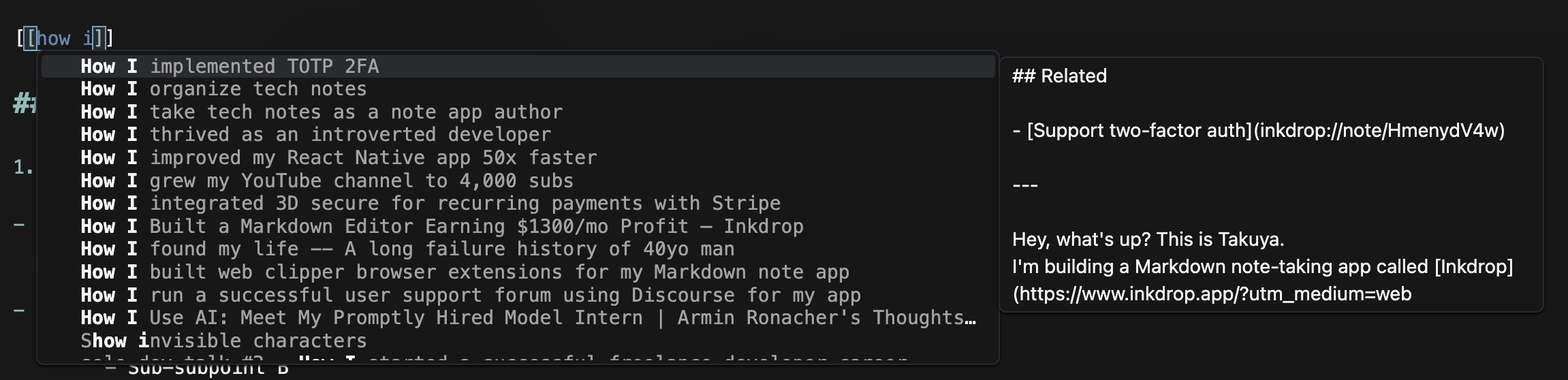 quick note link insertion