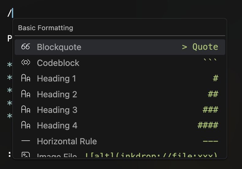 Slash commands
