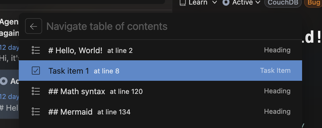 Telescope - TOC - Task items